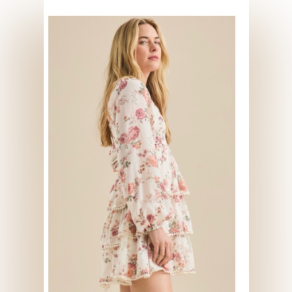 Altar'd State Pink and Cream Floral Dress